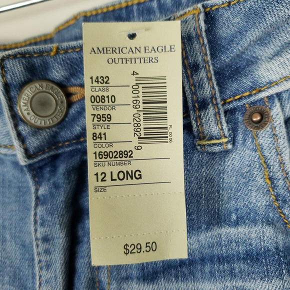 American Eagle Favorite Boyfriend Low Rise Jeans 12 Long NWT 2010 - Picture 4 of 7